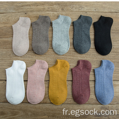 chaussettes no show coton couleur bonbon pour femme